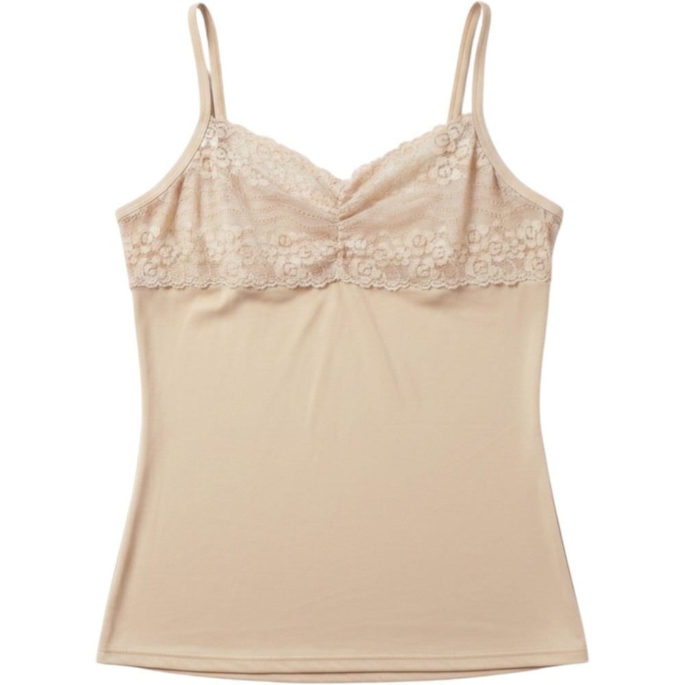 Body Form Women Size 9/2X Nude Beige Lace Trim Camisole Tank Top Adjustable